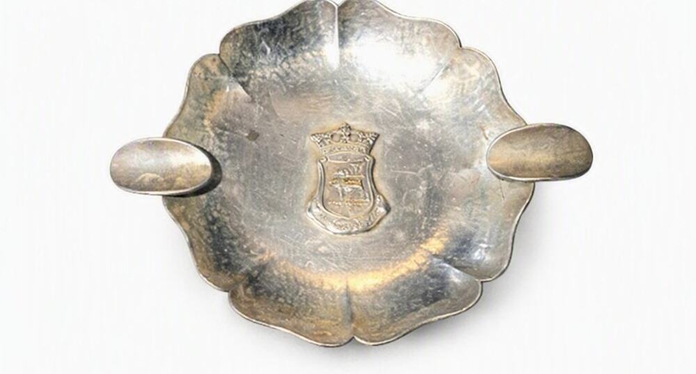 Vintage Sola Silverplated Ashtray Ox 1930's Scalloped Oss Holland Dutch 4 inch